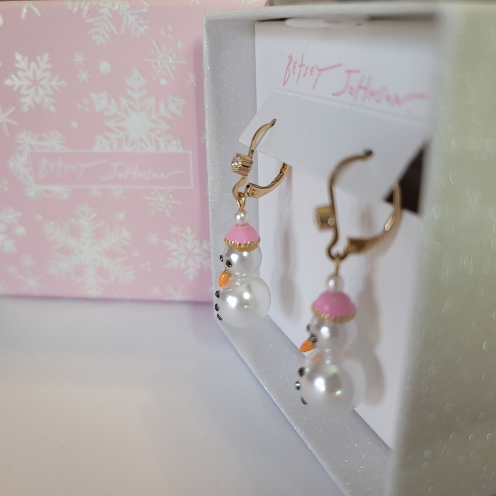 Betsey Johnson Christmas Charm Necklace AND Snowman Earrings - Picture 9 of 14